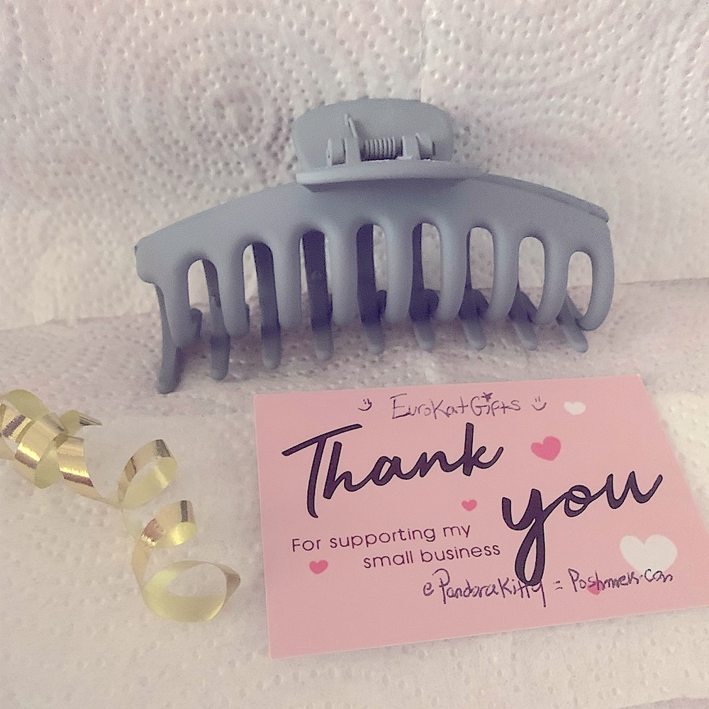 MUJU Matte *Gray Rectangle Large 4.5 inch Hair Claw Clip Firm Hold NEW NIP